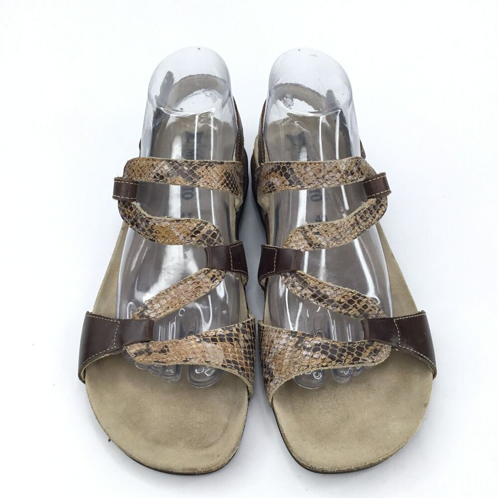 Mephisto Adelie Sandals Womens 41 Brown Snakeskin Printed Leather Cork Cushioned - Picture 4 of 16